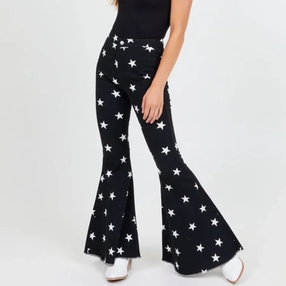 ALTAR’D STATE STARRY HIGH RISE FLARE JEANS - Picture 1 of 10